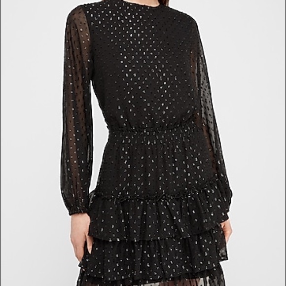 Express Dresses & Skirts - EXPRESS Women Dot Smocked Waist Dress Navy Party S